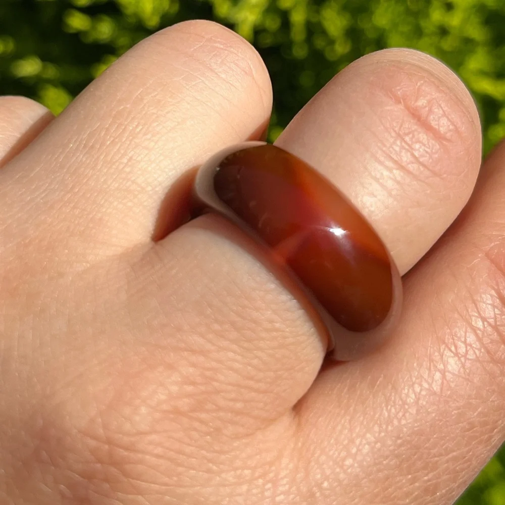 Size 7.5 unique banded agate ring‎